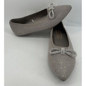 Skechers Cleo Tan Sparkles Stretch Fit Bow Ballet Slip On 158613 Women's‎ Size 8